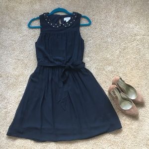 Ann Taylor Loft Jeweled Collar A-Line Dress